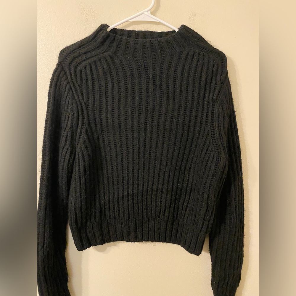 Kate Spade Saturday Black Mock Neck Ribbed Sweater Size XS